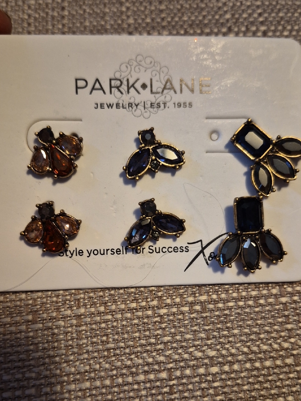 Park Lane Gold-Tone Stud & Drop Earring Set with Smoky Brown and Gray Gems
